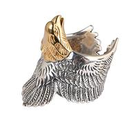 Bague en argent sterling, style homme, design simple et élégant, ornée d'une plume d'aigle. Bijou ouvert