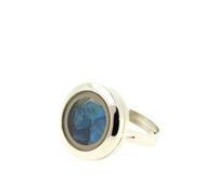 Bague en cristal - ABIJOUX - Apatite bleu néon - Taille ajustable - Acier inoxydable - Mixte