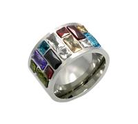 Bague en cristal multicolore pour femmes Anel 316L Anneaux de mariage en acier inoxydable Bague en pierre de couleur arc-en-ciel féminine Anillo Bijoux de mode