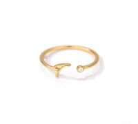 Bague en cuivre tendance avec 26 lettres et incrustation de zircon réglable pour plus de confort (lettres de T)