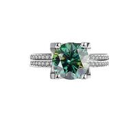 bague en diamant, Alliances de mariage en moissanite 3ct for femmes, couleur D VVS1, bagues diamant argent sterling 925, fiançailles rouge/vert/rose avec certificat(Green,8)