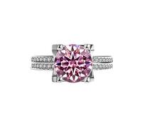 bague en diamant, Alliances de mariage en moissanite 3ct for femmes, couleur D VVS1, bagues diamant argent sterling 925, fiançailles rouge/vert/rose avec certificat(Pink,6)