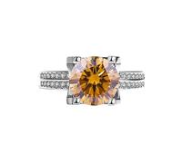 bague en diamant, Alliances de mariage en moissanite 3ct for femmes, couleur D VVS1, bagues diamant argent sterling 925, fiançailles rouge/vert/rose avec certificat(Yellow,9)