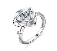 Bague en diamant, Alliances en argent sterling avec diamant moissanite 0,5 ct, taille ronde, couleur D, pureté VVS1(White,6)