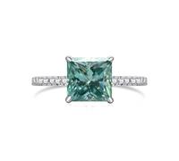 bague en diamant, Bague de fiançailles en argent sterling 925, couleur D, taille princesse, sertie moissanite et diamants synthétiques, 3 carats, for femme
