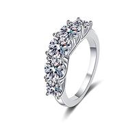 Bague en diamant, Bague de fiançailles for femme en argent sterling 925 sertie d'une moissanite 3,6 carats, couleur D, pureté VVS1, et d'un diamant. Alliance(9)