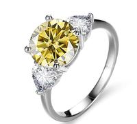 bague en diamant, Bague de fiançailles Moissanite couleur D VVS1 3ct for femmes, bague mariage en argent Sterling 925, diamant vert/bleu/rose avec certificat(Yellow,8)