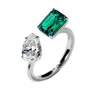 bague en diamant, Bague en argent 925 avec diamants forme de goutte d'eau émeraude scintillante, ornée d'une et d'un diamant à haute teneur carbone, for femme - Bijou cadeau(9)