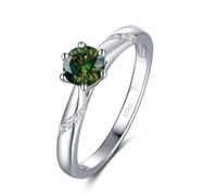 Bague en diamant, Bague en argent sterling 925 avec moissanite jaune/bleue/blanche de couleur D (1 carat)