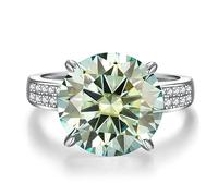 bague en diamant, Bagues de fiançailles en diamant Moissanite 5ct for femmes couleur D VVS1 bagues argent sterling 925 mariage avec certificat(Green,8)