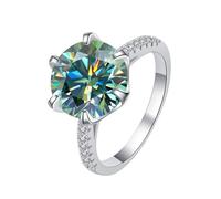 bague en diamant, Bagues de fiançailles en diamant Moissanite 5ct for femmes couleur D VVS1 bagues classiques argent sterling 925 mariage avec certificat(Green,8)