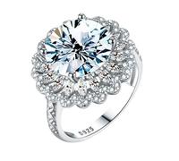 bague en diamant, Bagues de fiançailles en moissanite blanc/rouge 5 carats for femme Couleur D VVS1 argent sterling avec diamant Promesse d'anniversaire Alliances certificat(White,10)