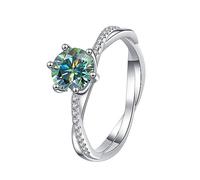 Bague en diamant, Bagues de fiançailles for femmes, diamants ronds 0,5 à 1 carat, couleur D, pureté VVS1, argent sterling S925, alliances vertes(7)