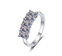 bague en diamant, Bagues de fiançailles Moissanite 2.5cttw for femmes, couleur D, taille émeraude, argent Sterling 925, bagues en diamant VVS1, promesse mariage(5)