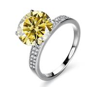 bague en diamant, Bagues de fiançailles Moissanite 5ct for femmes couleur D VVS1 bagues mariage en argent sterling 925 diamant jaune/bleu/rose avec certificat(Yellow,6)
