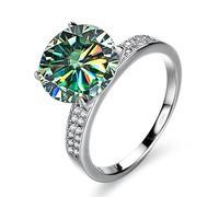 bague en diamant, Bagues de fiançailles Moissanite 5ct for femmes couleur D VVS1 bagues mariage en argent sterling 925 diamant jaune/bleu/rose avec certificat(Blue green,5)