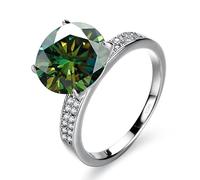 bague en diamant, Bagues de fiançailles Moissanite 5ct for femmes couleur D VVS1 bagues mariage en argent sterling 925 diamant jaune/bleu/rose avec certificat(Darkgreen,5)