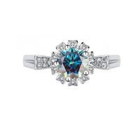 bague en diamant, Bagues de fiançailles Moissanite for femmes 1ct coupe ronde couleur D S925 en argent sterling VVS1 bagues diamant rouge/jaune/rose alliances moissanite avec certificat(Multicolour,5)