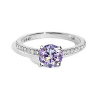 bague en diamant, Bagues de fiançailles Moissanite for femmes 1ct D couleur VVS1 bagues en diamant argent sterling 925 mariage for avec certificat(Light Purple,5)
