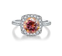 Bague en diamant, Bagues de mariage en argent sterling 925 serties diamants couleur D (2 carats), pureté VVS1(Rosso,6)