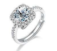 Bague en diamant, Bagues de mariage réglables en moissanite 1 à 3 carats for femmes, couleur D, bagues diamant argent sterling S925, promesse fiançailles for elle avec certificat(2.0 carats)