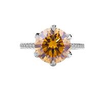 bague en diamant, Bagues en moissanite rouge/vert/rose 5 carats for femme Couleur D VVS1 diamant S925 de fiançailles argent sterling for avec certificat(Yellow,9)