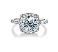 bague en diamant, Bagues Moissanite 2ct couleur D VVS1 bagues en diamant argent sterling 925 de mariage promesse d'anniversaire fiançailles for femmes avec certificat(White,5)