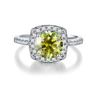 bague en diamant, Bagues Moissanite 2ct couleur D VVS1 bagues en diamant argent sterling 925 de mariage promesse d'anniversaire fiançailles for femmes avec certificat(Green,7)