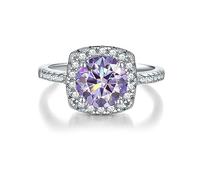 bague en diamant, Bagues Moissanite 2ct couleur D VVS1 bagues en diamant argent sterling 925 de mariage promesse d'anniversaire fiançailles for femmes avec certificat(Light Purple,8)