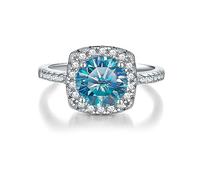 bague en diamant, Bagues Moissanite 2ct couleur D VVS1 bagues en diamant argent sterling 925 de mariage promesse d'anniversaire fiançailles for femmes avec certificat(Dark Blue,5)