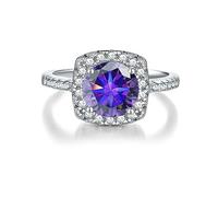 bague en diamant, Bagues Moissanite 2ct couleur D VVS1 bagues en diamant argent sterling 925 de mariage promesse d'anniversaire fiançailles for femmes avec certificat(Purple,9)