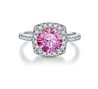 bague en diamant, Bagues Moissanite 2ct couleur D VVS1 bagues en diamant argent sterling 925 de mariage promesse d'anniversaire fiançailles for femmes avec certificat(Pink,5)