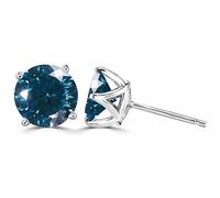 bague en diamant, Boucles d'oreilles à tige Moissanite 2ct coupe ronde couleur D VVS1 clarté boucles en argent sterling 925 diamant for femmes for avec certificat(Navy Blue)