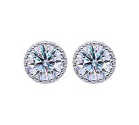 bague en diamant, Boucles d'oreilles Moissanite couleur D 1 Carat VVS1 for femmes et hommes, boucles à tige en argent Sterling S925 for fiançailles mariage avec certificat