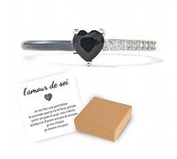 Bague en émail - Je Choisis ma Paix, Bague d'amour de soi en Argent Sterling S925, Bague d'ouverture réglable, Bijoux Cadeaux d'anniversaire pour Femme, mère, Fille, épouse, Amis (Noir)