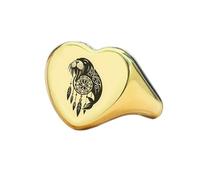 Bague en forme de cœur avec motif de poisson de mer | Argent sterling 925 plaqué or | Bijou cadeau, chevalière style vintage, bijou hypoallergénique fait main | LK_PDR_01107_11.5