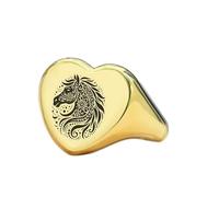 Bague en forme de cœur avec tête de cheval | Argent sterling 925 plaqué or | Bijou cadeau, chevalière style vintage, bijou hypoallergénique fait main | LK_PDR_01878_10.5
