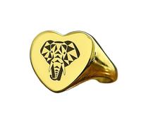 Bague en forme de cœur avec tête d'éléphant | Argent sterling 925 plaqué or | Bijou cadeau, chevalière style vintage, bijou hypoallergénique fait main | LK_PDR_01173_6
