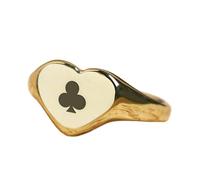 Bague en forme de cœur inspirée des cartes à jouer | Argent sterling 925 plaqué or | Bijou cadeau, chevalière style vintage, bijou hypoallergénique fait main | LK_PDR_01487_9.5