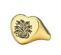 Bague en forme de cœur ornée du symbole de l'hydre | Argent sterling 925 plaqué or | Bijou cadeau, chevalière style vintage, bijou hypoallergénique fait main | LK_PDR_01774_5.5