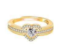 Bague en forme de cœur pour mariage, déclaration, mère fille, doigt ouvert | Bagues nœud d'amour en oxyde de zirconium pour femme pour la Saint-Valentin