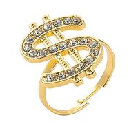 Bague en forme de doré, anneau ouvert réglable, symbole d ' argent de rappeur Hip Hop, bijoux à la mode pour hommes et femmes