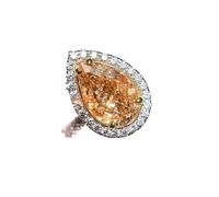Bague en forme de goutte jaune pour femme - Bague plaquée or avec oxyde de zirconium micro-pavé, ton cool, minimaliste, bijou cadeau pour elle, cadeau d'anniversaire pour femme, meilleure amie ou sœur