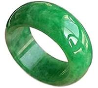 Bague en Jade Émeraude Naturelle Hommes Femmes Bijoux Fins Véritables Anneaux De Jadéite De Birmanie Myanmar Certifié Jades Bague en Pierre Cadeaux Masculins (Color : Green, Size : 18mm)