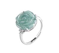 Bague en Jade fleur de Rose pour femmes et filles, bague en argent Sterling S925 incrusté de qualité naturelle certifiée A, réglable, à la mode