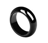 Bague en Jade noir naturel pour hommes et femmes, bijoux porte-bonheur, pierre véritable, anneau Simple(21mm)