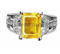 Bague en laiton 9,25 Ratti 8,00 carats Untreatet de qualité A+ Saphir jaune naturel Pukhraj Pierre précieuse pour homme et femme (B0CKN7HQMRNAMZ)
