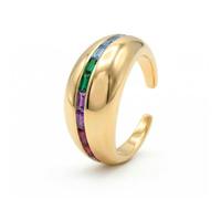 Luxenter Bague en zircone multicolore avec plaque en or jaune 18 carats - Desia