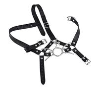 Bague en métal harnais de cheval esclave Bdsm Bondage Contraintes Fixation orale Open Bouche Open Gags Nez Crochet Strap Fetish Sexy Cosplay (Color : Black)