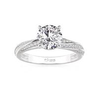 Bague en moissanite pour femme, solitaire en diamant rond, bague de fiançailles classique en argent sterling 925, alliance, bague d'éternité pour promesse de mariage (argent, 58(18.5))
